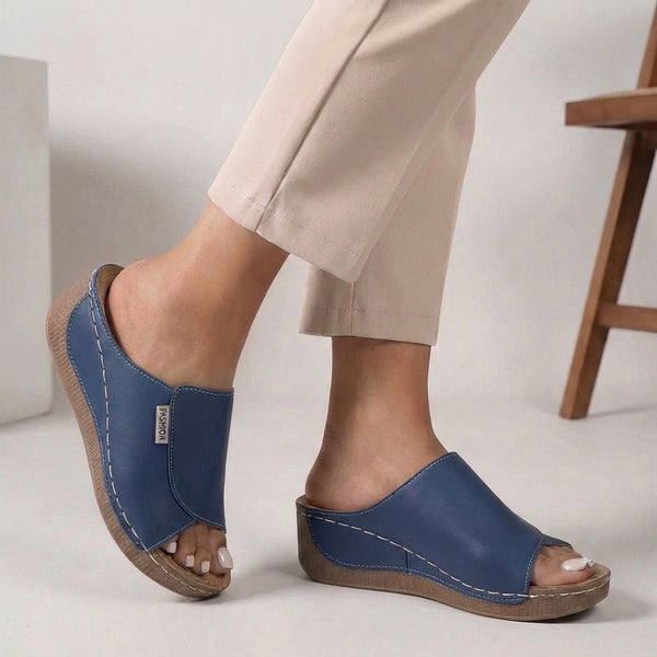 Open Toe Orthopedic Wedge Slide Sandals for Women – Supportive Casual Comfort