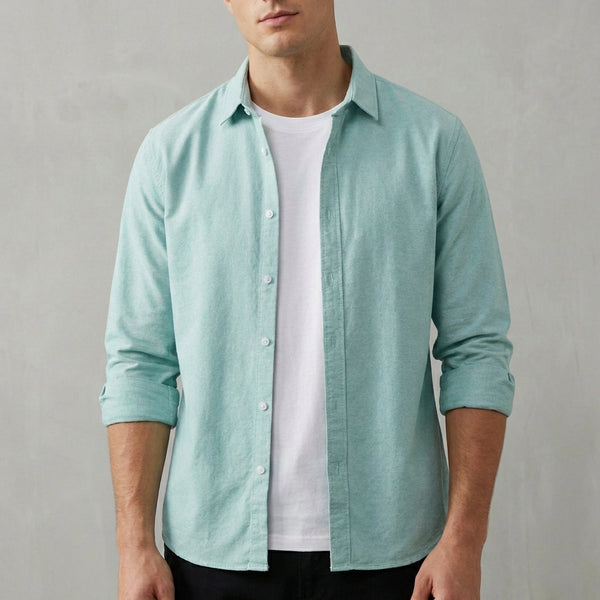 Relaxed Fit Collared Button-Down Shirt for Men – Casual Comfort & Style
