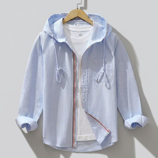 Hooded Collared Zipper Shirt for Men – Casual Stylish Comfort