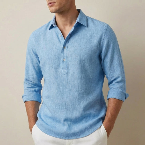Relaxed Fit Collared Henley Shirt for Men – Casual Comfort & Style