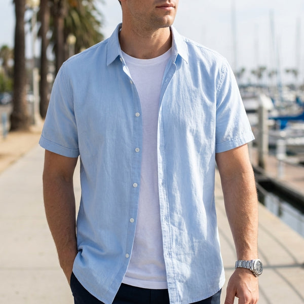Relaxed Fit Collared Button-Up Shirt for Men – Casual Comfort & Style