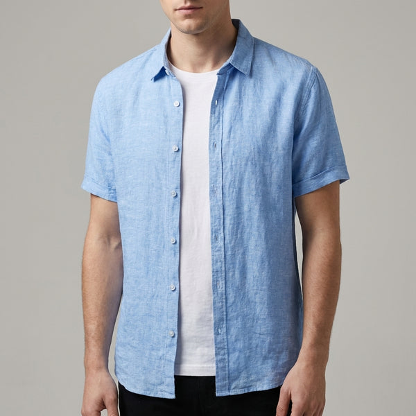 Relaxed Fit Short Sleeve Button-Up Shirt for Men – Casual Comfort & Breathability