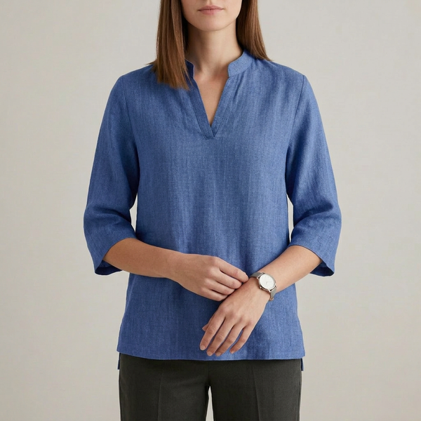 Relaxed Fit V-Neck Tunic Blouse for Women – Breathable Casual Comfort