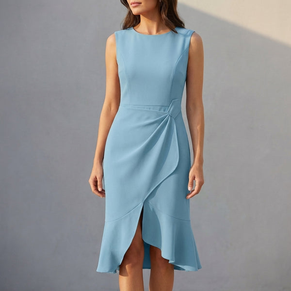 Draped Twist Detail Sheath Midi Cocktail Dress for Women – Elegant & Flattering Fit