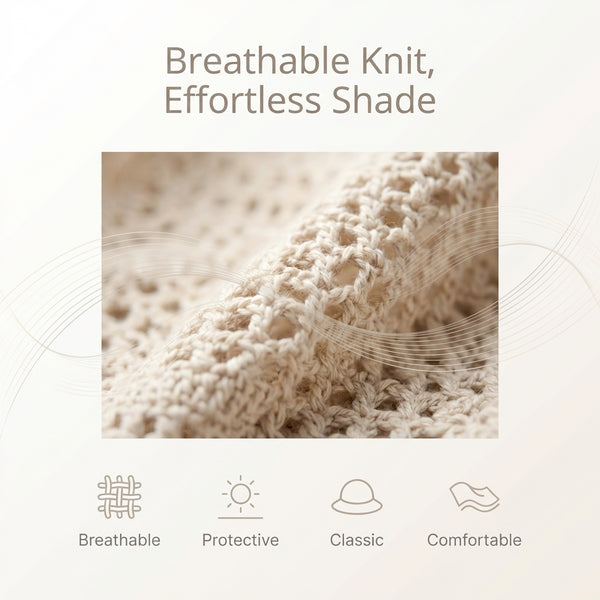 Crochet Knit Bow Detail Bucket Sun Hat for Women – Stylish Casual Protection