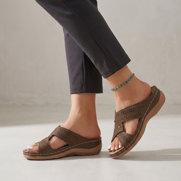 Orthopedic Slip-On Wedge Sandals for Women – Comfortable Support & Style