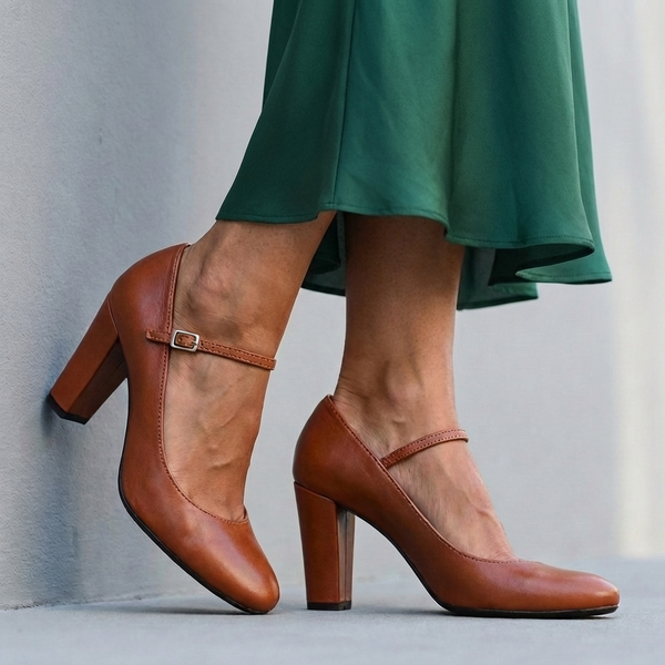 Round Toe Block Heel Mary Jane Pumps for Women – Stylish & Comfortable