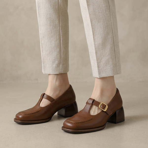 Orthopedic Square Toe T-Strap Mary Jane Shoes for Women – Supportive & Comfortable Design