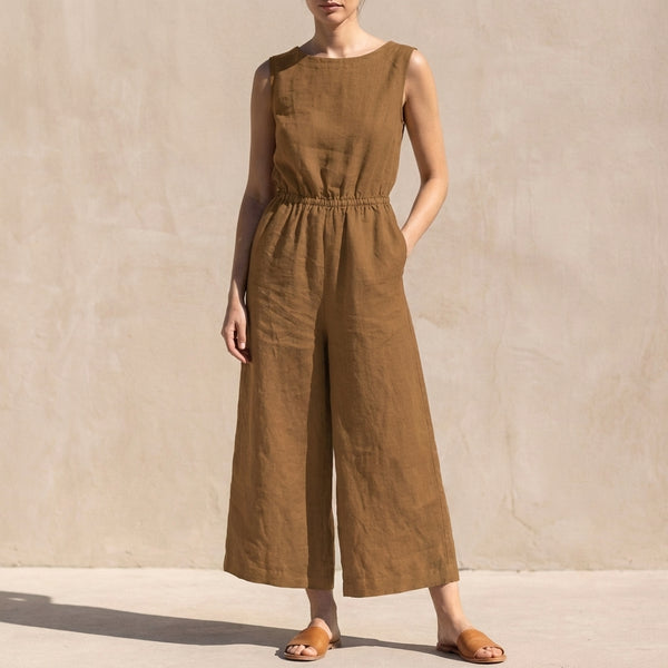 Relaxed Fit Wide-Leg Cropped Jumpsuit for Women – Comfortable Casual Style