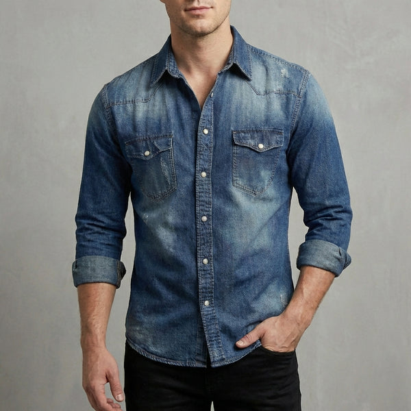 Slim Fit Distressed Shirt for Men – Stylish Casual Comfort