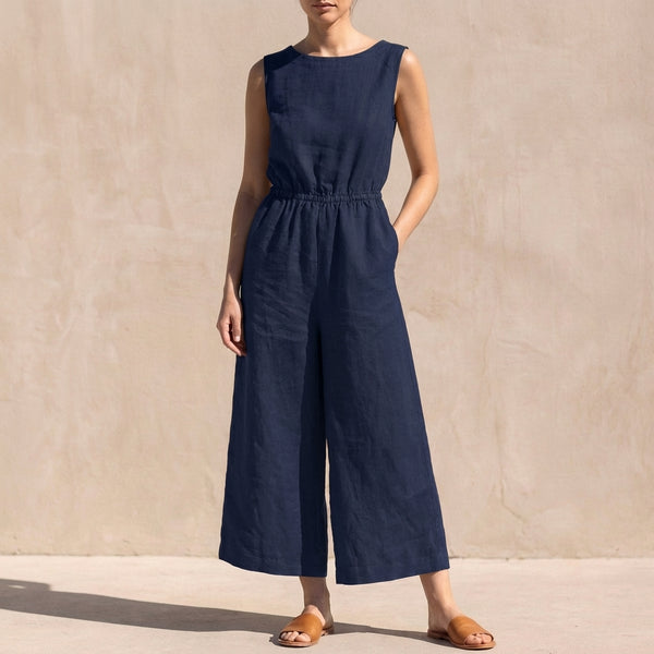Relaxed Fit Wide-Leg Cropped Jumpsuit for Women – Comfortable Casual Style