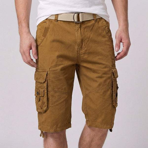 Relaxed Fit Belted Cargo Shorts for Men – Functional & Comfortable Design