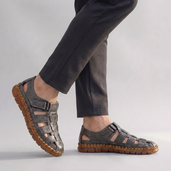 Strappy Buckle Closed Toe Fisherman Sandals for Men – Orthopedic Comfort & Support