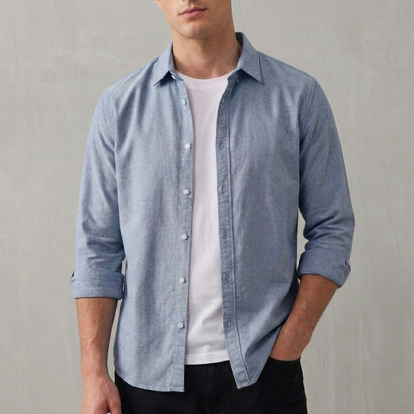 Relaxed Fit Collared Button-Down Shirt for Men – Casual Comfort & Style