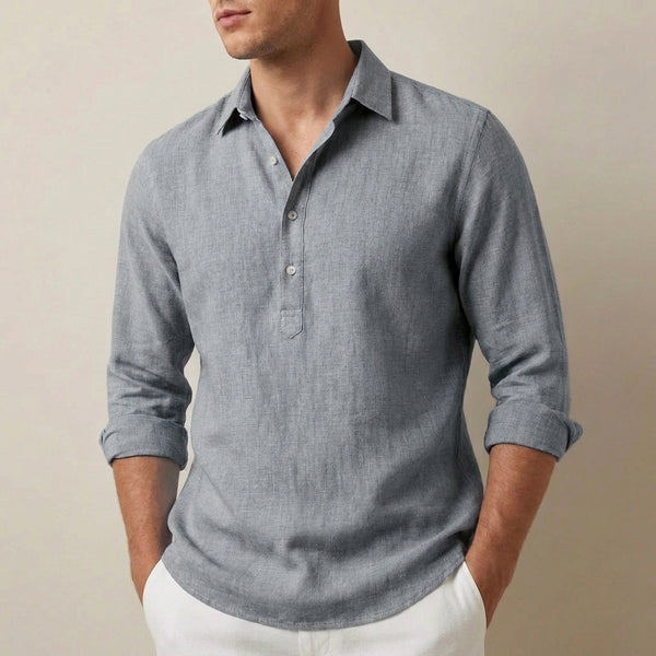 Relaxed Fit Collared Henley Shirt for Men – Casual Comfort & Style