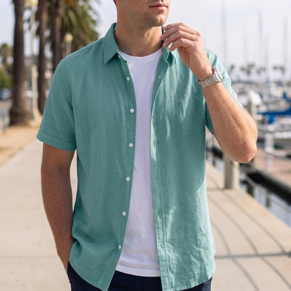 Relaxed Fit Collared Button-Up Shirt for Men – Casual Comfort & Style