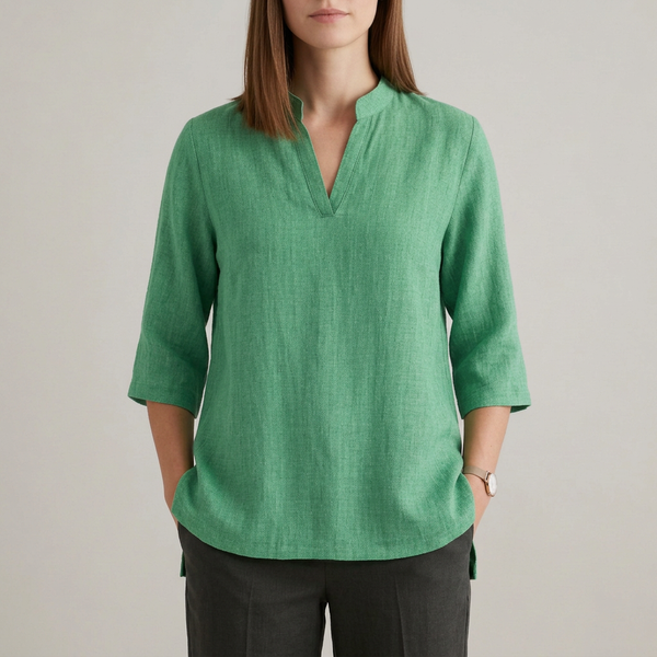 Relaxed Fit V-Neck Tunic Blouse for Women – Breathable Casual Comfort