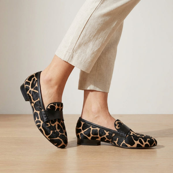 Animal Print Almond Toe Slip-On Loafers for Women – Stylish & Comfortable