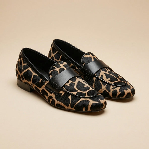 Animal Print Almond Toe Slip-On Loafers for Women – Stylish & Comfortable