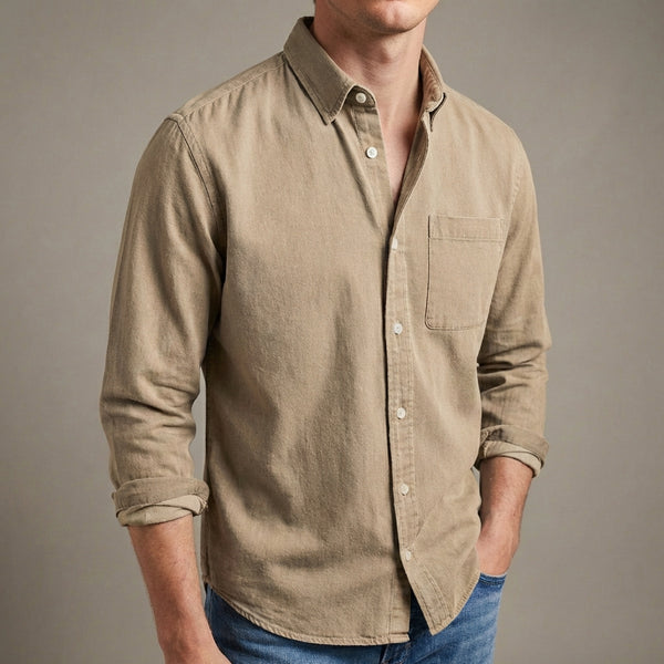 Regular Fit Solid Button-Down Shirt for Men – Classic Casual Comfort