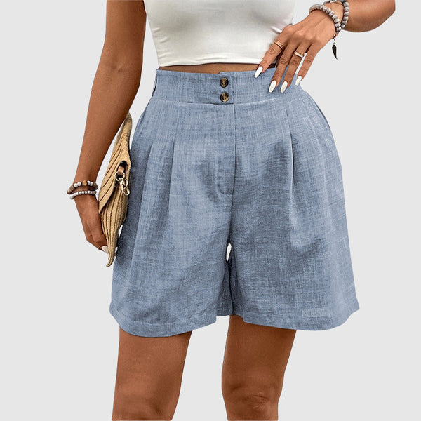 High-Waisted Pleated Wide-Leg Shorts for Women – Stylish & Comfortable Design