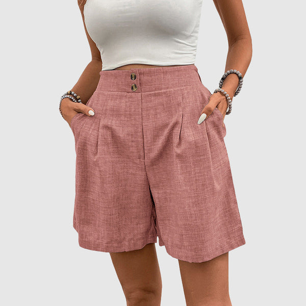 High-Waisted Pleated Wide-Leg Shorts for Women – Stylish & Comfortable Design