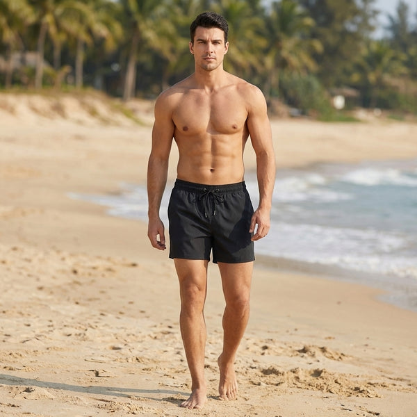 Relaxed Fit Mid-Thigh Swim Trunks for Men – Comfortable Quick-Drying Design