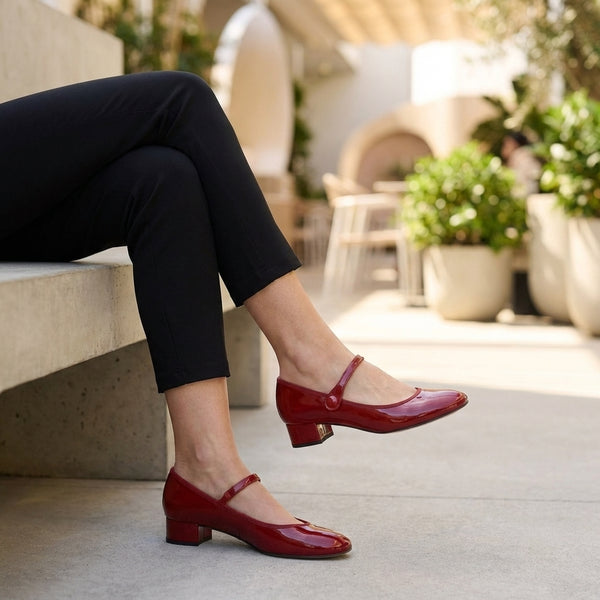 Patent Block Heel Mary Jane Shoes for Women – Elegant & Comfortable Design