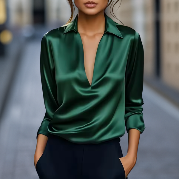 Draped Relaxed Fit Blouse for Women – Elegant Business Casual Comfort