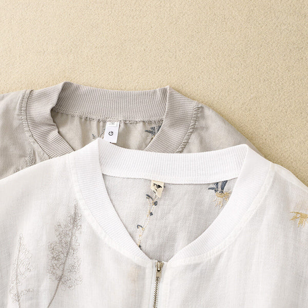 Embroidered Floral Relaxed Fit Bomber Jacket for Women – Stylish Casual Comfort