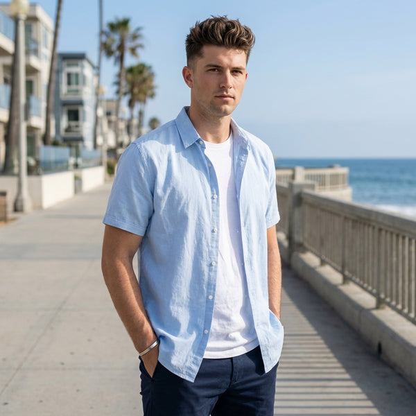 Relaxed Fit Collared Button-Up Shirt for Men – Casual Comfort & Style