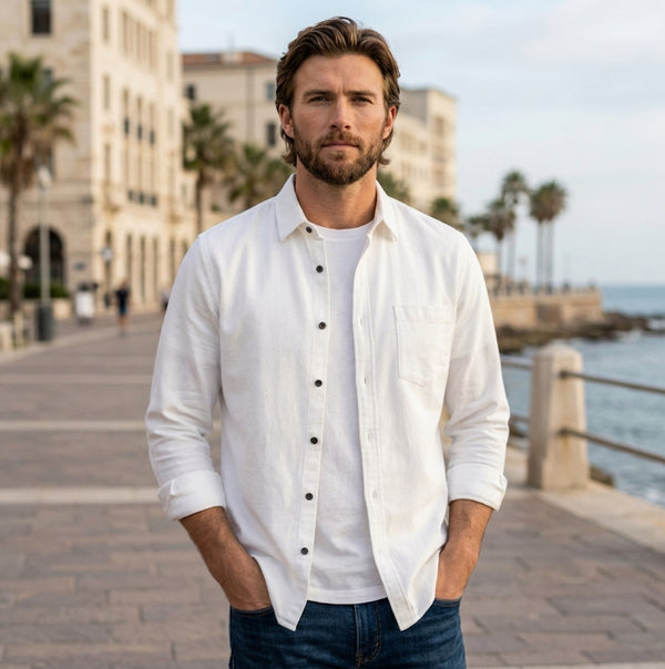 Regular Fit Collared Button-Up Shirt for Men – Classic Comfortable Style