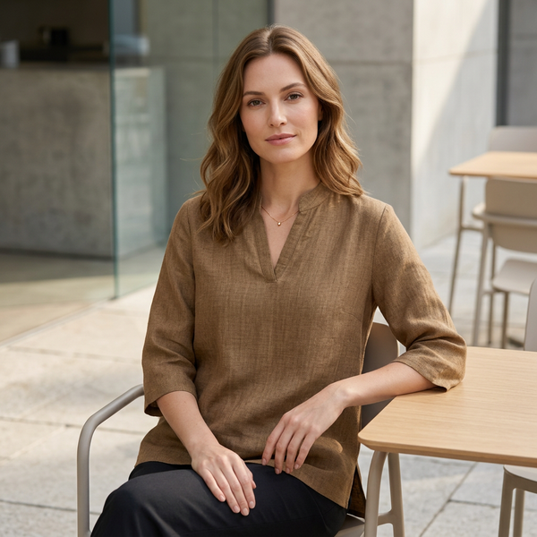 Relaxed Fit V-Neck Tunic Blouse for Women – Breathable Casual Comfort