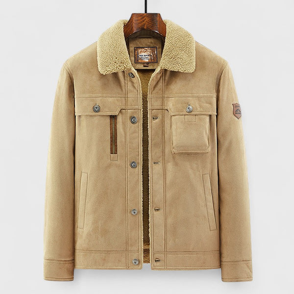 Men's Suede-Touch Stand Collar Jacket