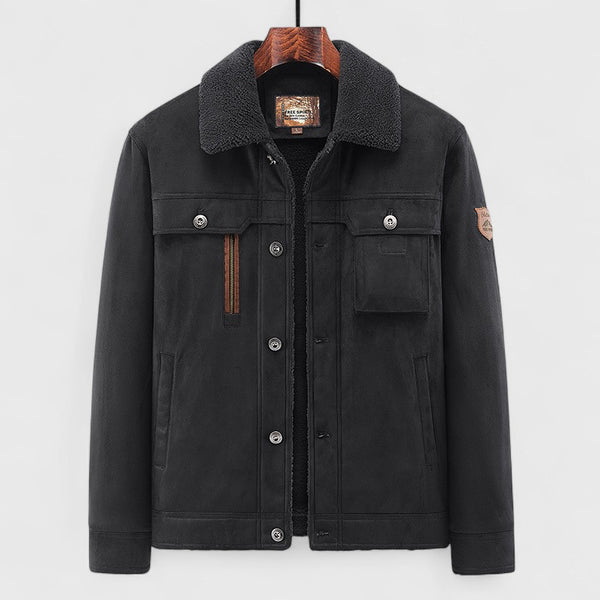 Men's Suede-Touch Stand Collar Jacket