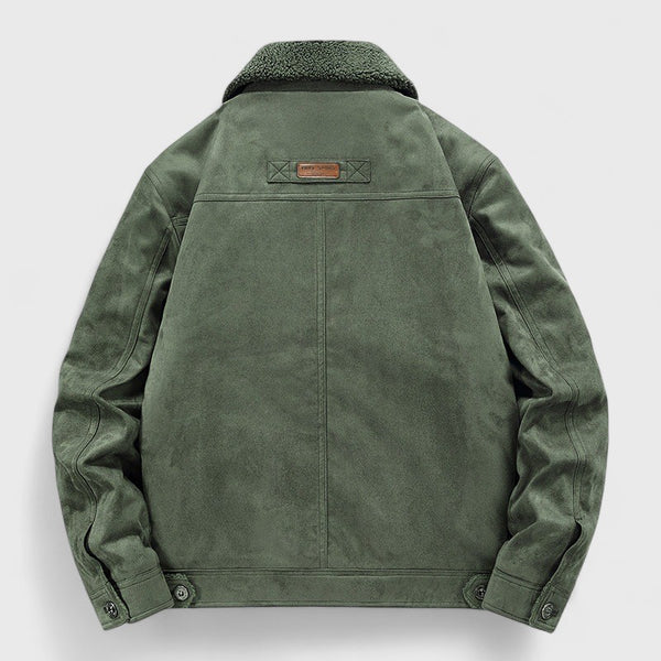 Men's Suede-Touch Stand Collar Jacket