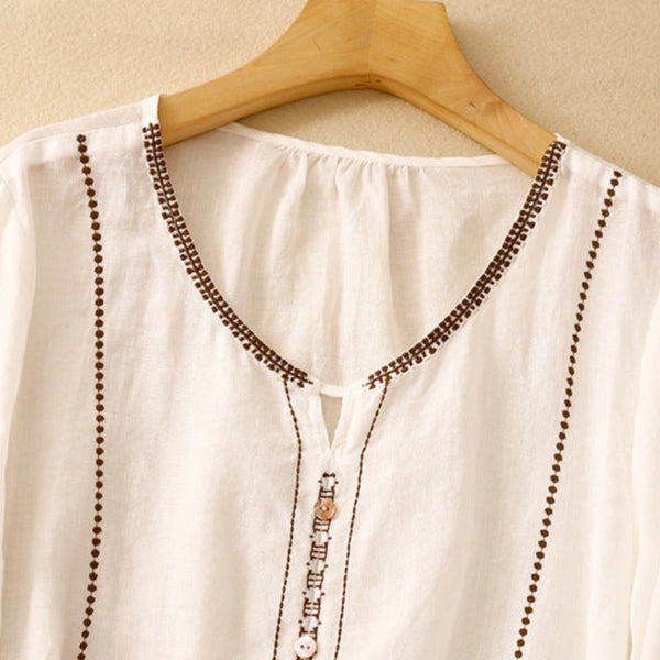 Embroidered Ruffled Blouse for Women – Stylish & Comfortable