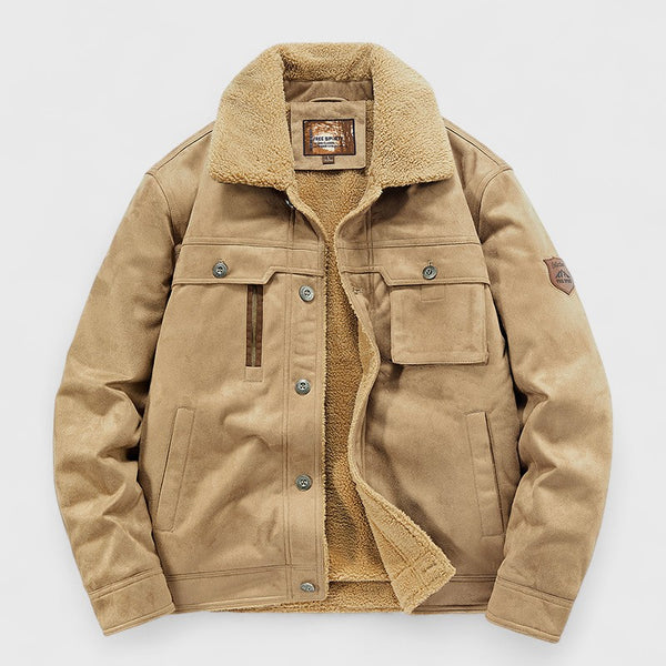 Men's Suede-Touch Stand Collar Jacket