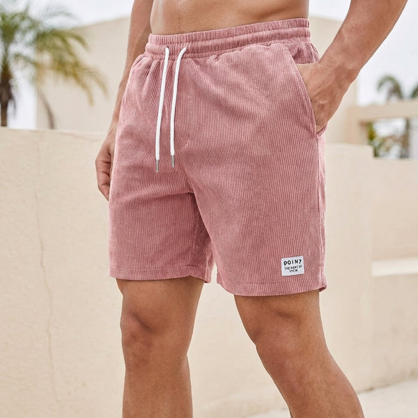 Athletic Fit Ribbed Drawstring Waist Corduroy Shorts for Men – Comfortable Stylish Athleisure