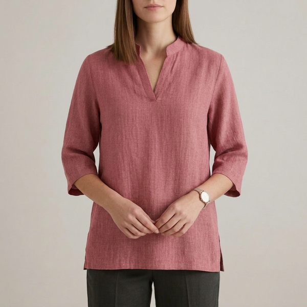 Relaxed Fit V-Neck Tunic Blouse for Women – Breathable Casual Comfort