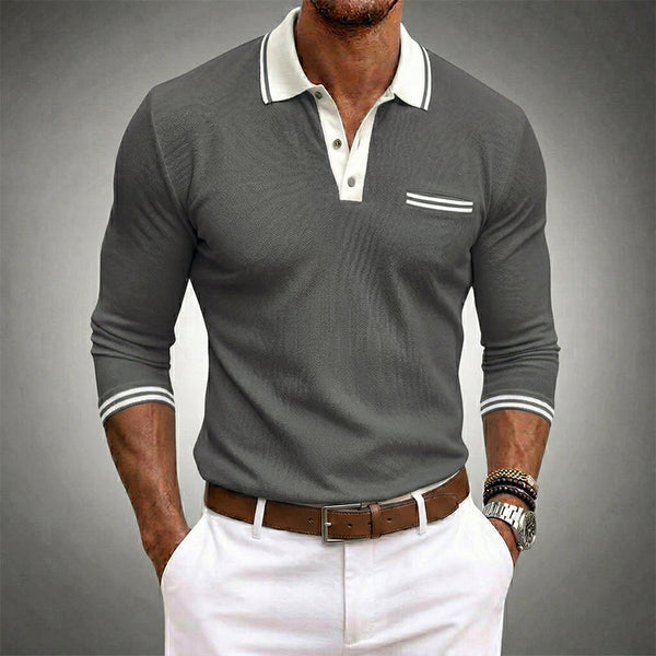 Slim Fit Long-Sleeve Polo Shirt for Men – Stylish Smart Casual Wear