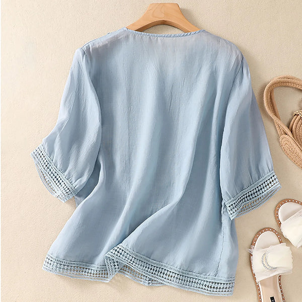 Relaxed Fit V-Neck Blouse for Women – Breathable & Stylish Design