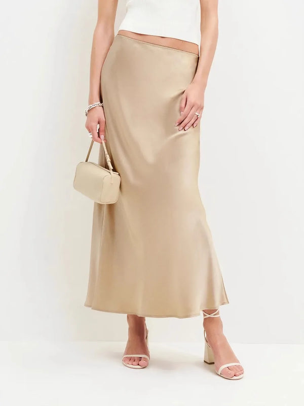 Bias Cut A-Line Slip Skirt for Women – Elegant Evening Style