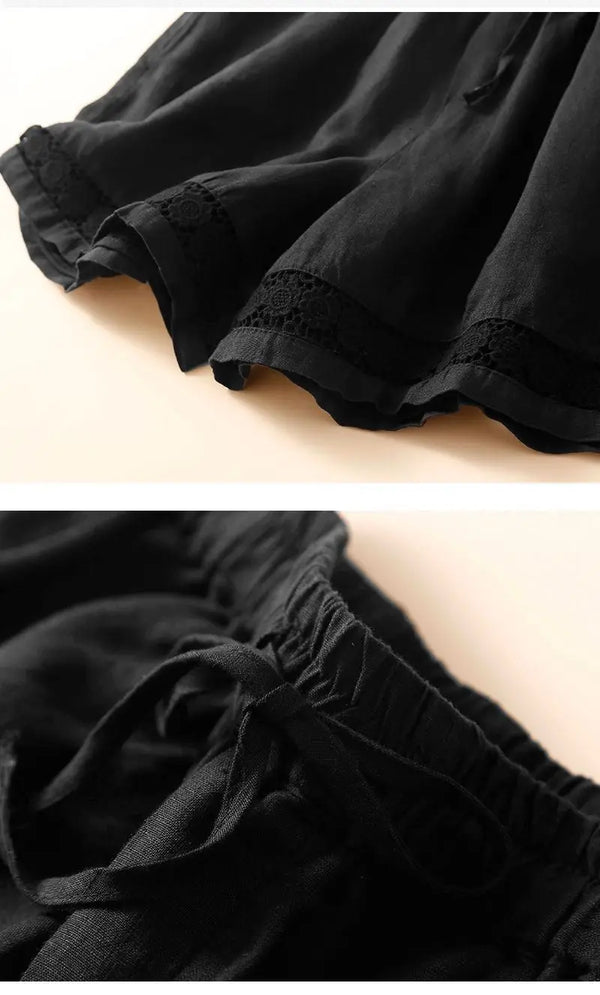 Embroidered Drawstring Shorts for Women – Relaxed Fit Comfort