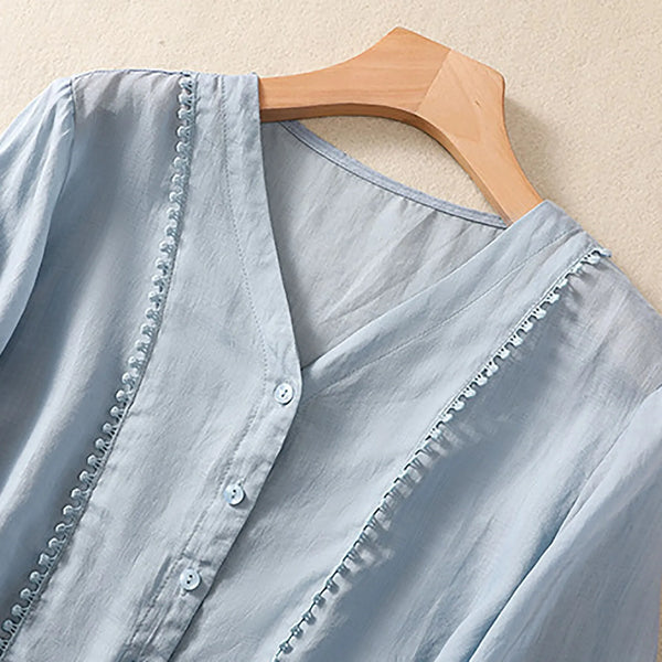 Relaxed Fit V-Neck Blouse for Women – Breathable & Stylish Design