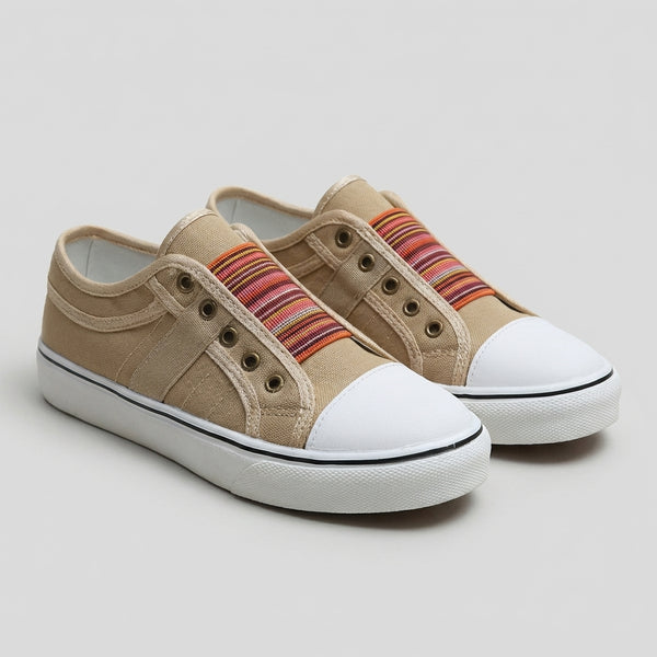 Striped Low-Top Slip-On Sneakers for Women – Stylish & Comfortable