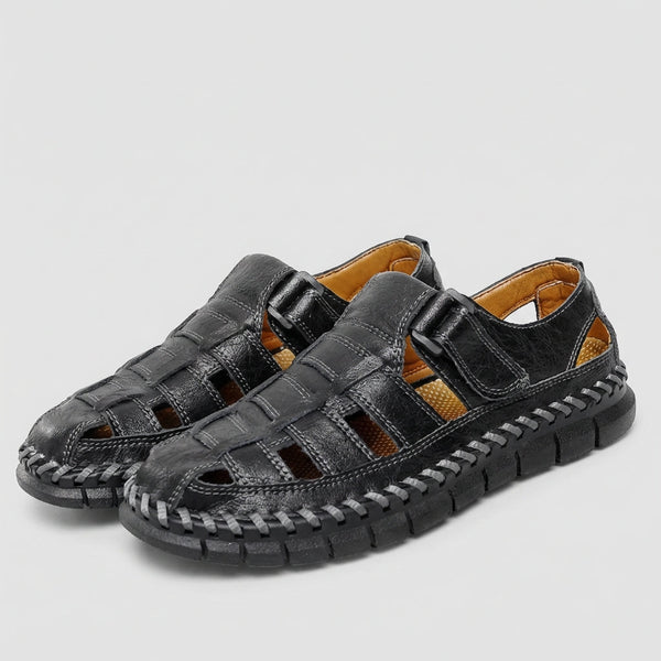Strappy Buckle Closed Toe Fisherman Sandals for Men – Orthopedic Comfort & Support