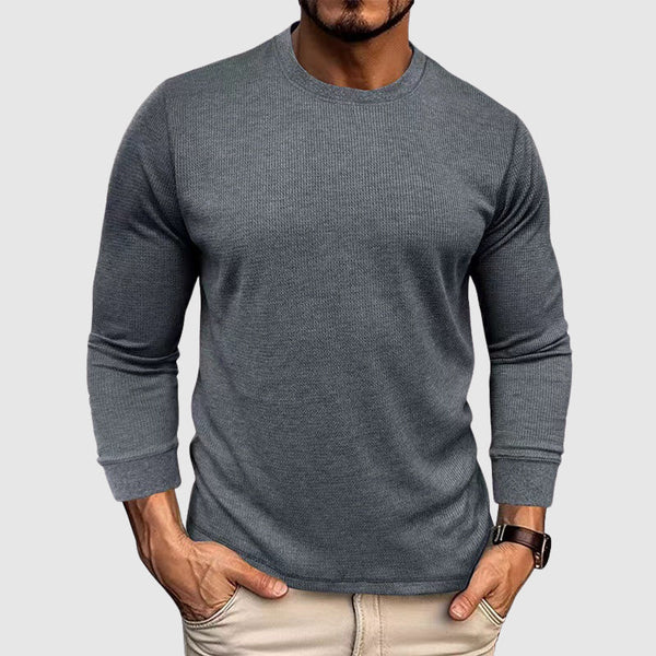 Slim Fit Ribbed Waffle Knit Shirt for Men – Casual Comfort & Style