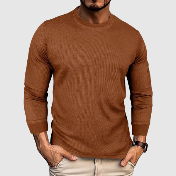 Slim Fit Ribbed Waffle Knit Shirt for Men – Casual Comfort & Style