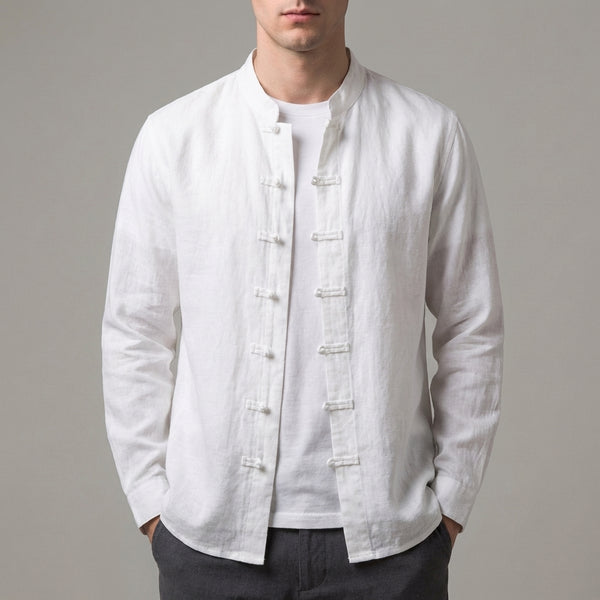 Relaxed Fit Mandarin Collar Shirt for Men – Casual Stylish Comfort